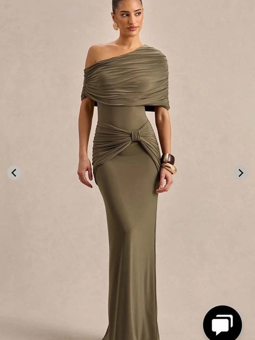 Club L London Afiya Olive Maxi Skirt - Picture 3 of 4
